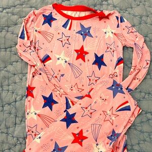 Little Sleepies Size 7/8 - Stars & Stripes - Two-Piece Long Sleeve Pajama Set.